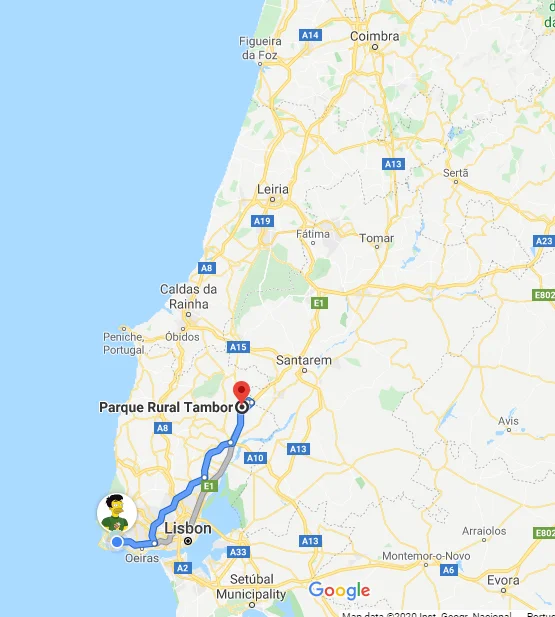mapa até o parque tambor